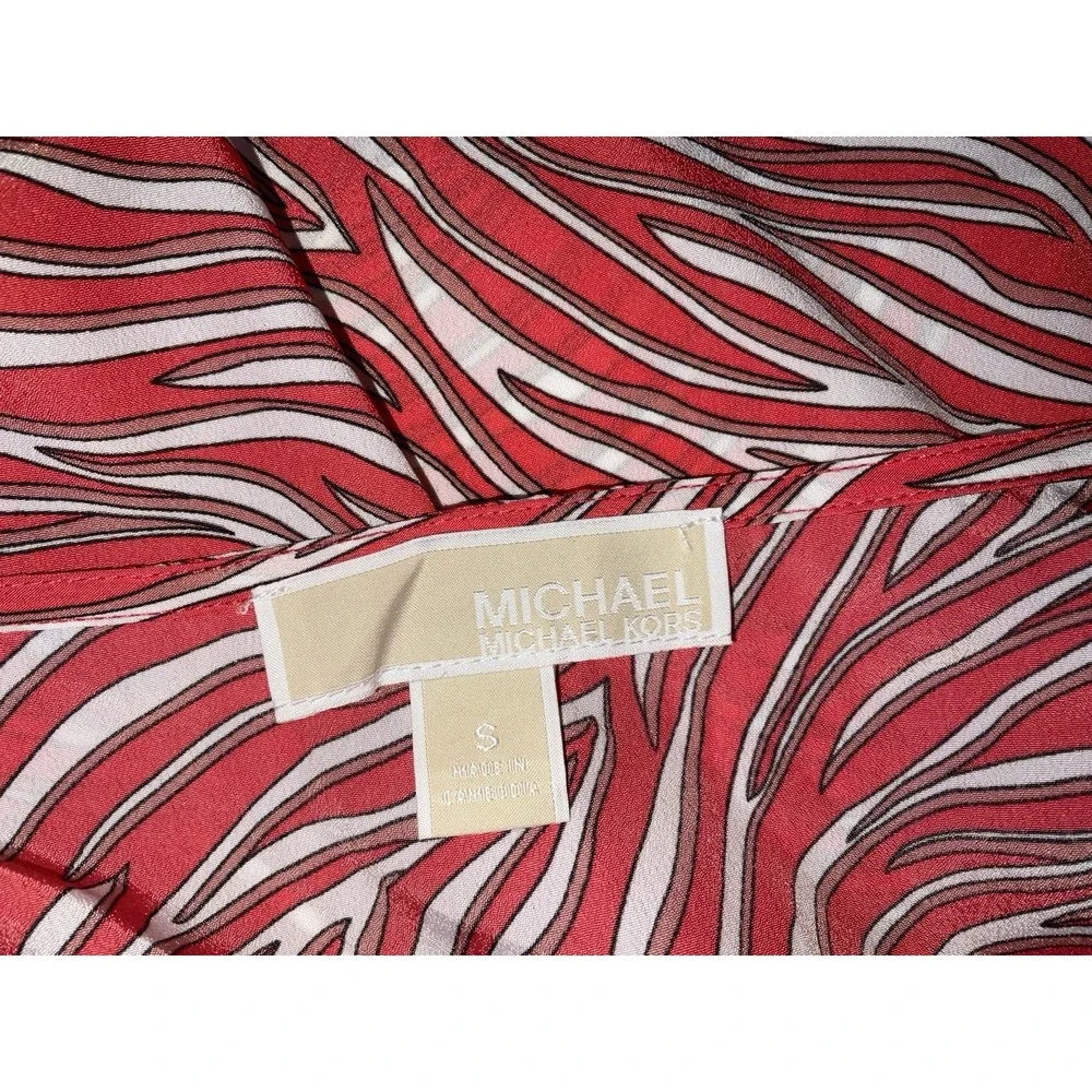 NWOT Women's Michael Kors Zebra Chain‎ Handkerchief Hem Blouse Red - Small